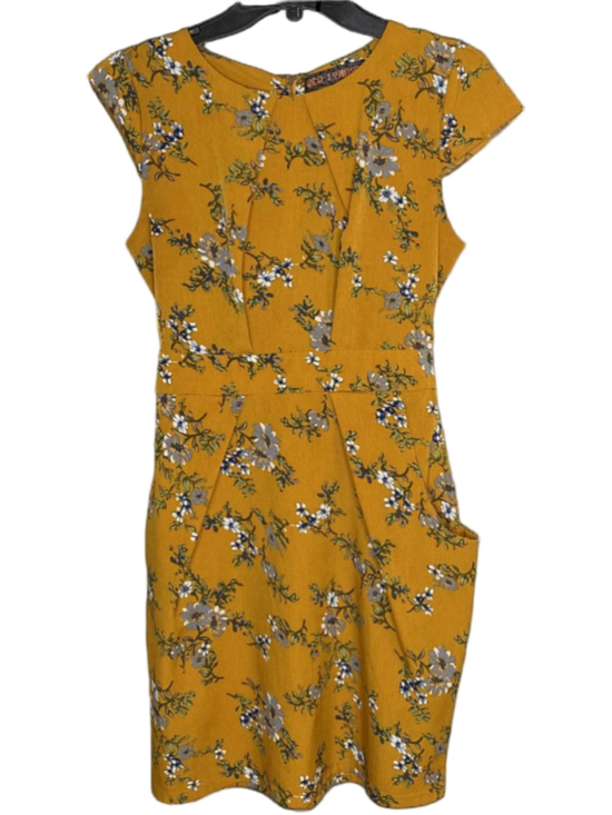 QED London Dresses & Skirts - QED London Floral Dress Women UK 10/ US Sm Mustard Fit Flare Pockets Cottagecore